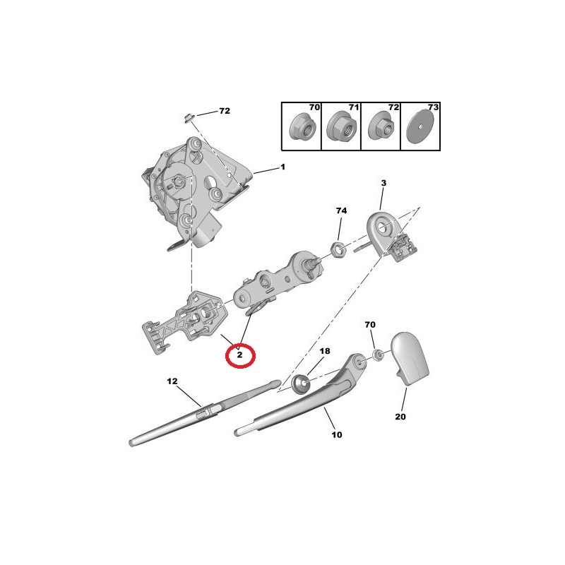 Windscreen wiper linkage rear Peugeot 407 SW @ Hmk Auto