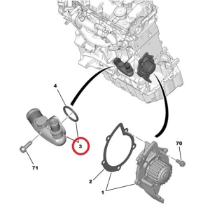 Фланец двигателя системы охлаждения Peugeot/Citroen 2.0HDI 
