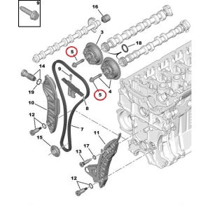 Болт крепления шестерни распределительного вала Citroen/Peugeot EP-моторы