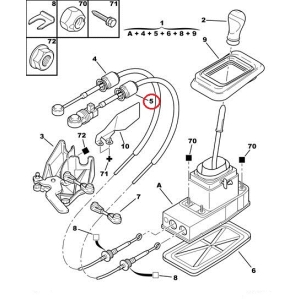 Gear link control cable OEM Citroen C5/Peugeot 407