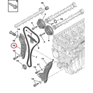 Rail tendeur, chaîne de distribution OEM Citroen/Peugeot EP-moteurs