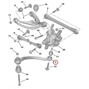 Rear axle track control arm left Citroen/Peugeot