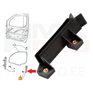 Side window guide, front door left OEM Fiat Doblo