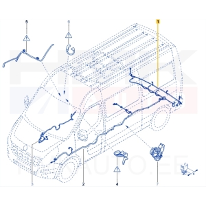 Tagumiste parkimisandurite juhtmestik OEM Renault Master 2,3DCI 2019- (RWD+astmelauaga stange)