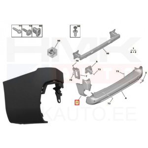 Tagastange nurk vasak OEM Citroen Berlingo/Peugeot Partner 2018-  (pikk , 2 ust)