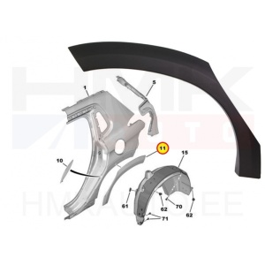 Levike, lokasuoja, takana, oikea OEM Peugeot 2008