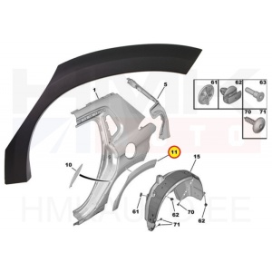 Rattakoopa liist tagumine vasak OEM Peugeot 2008