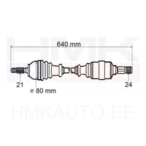 Driveshaft complete left Citroen C3, C4 Cactus, DS3/Peugeot 208   BE4R-gearbox