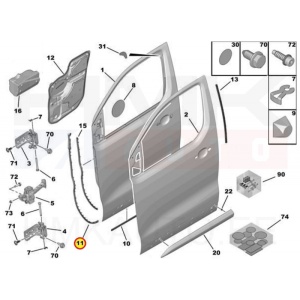 Joint de porte avant droit OEM Citroen Jumpy/Peugeot Expert 2016-