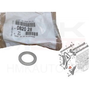Rondelle de boulon, guide de chaîne de distribution OEM Citroen/Peugeot EP-moteurs  14,2x20,9x1,5
