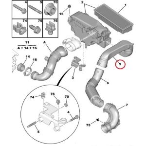 Air intake pipe OEM Citroen/Peugeot 1,6HDI