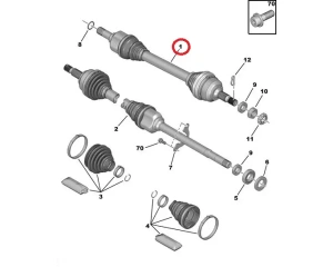 Vetoakseli, täydellinen, vasen OEM Citroen C4 Picasso