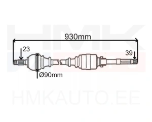 Driveshaft complete right Renault Laguna I 1,9DCI