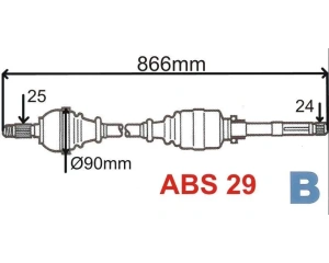 Vetoakseli, täydellinen , oikea Xsara/Berlingo/Partner ABS 29
