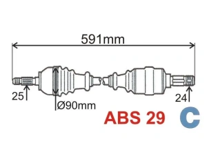 Приводной вал в сборе левая Berlingo/Partner ABS 29