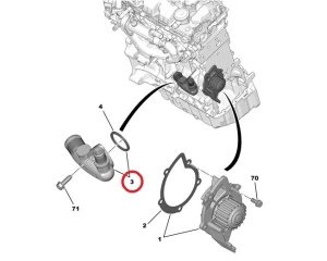 Фланец охлаждающей жидкости OEM Peugeot/Citroen 2,0/2,2HDI  DW10/DW12