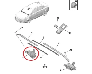 Мотор стеклоочестителя правый Citroen C5 2008-
