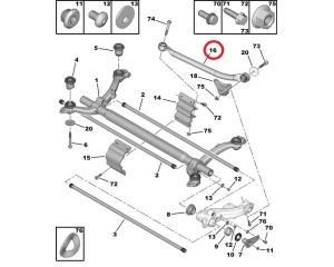 Jeu de douilles de bras de commande, essieu arrière Peugeot 206 SW