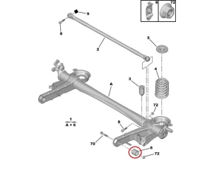 Coussinet de poutre, essieu arrière OEM Citroen C8 / Peugeot 807