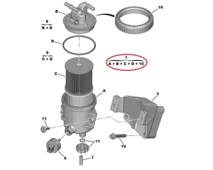 Fuel filter with housing OEM Citroen/Peugeot 2,0HDI (2 pipes)
