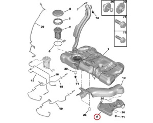 Hiukkassuodattimen(FAP) lisäainesäiliö OEM Citroen C5/C6, Peugeot 407/508