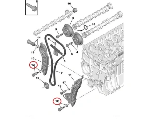 Болт крепления направляющей цепи ГРМ OEM Citroen/Peugeot EP-моторы