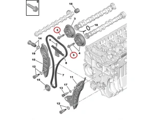 Camshaft sprocket wheel bolt M10x1,00-L52 OEM Citroen/Peugeot EP-engines