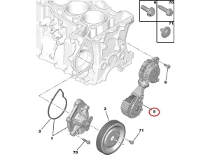 Poulie-tendeur de courroie trapézoïdale à nervures OEM Citroen/Peugeot EP-moteurs