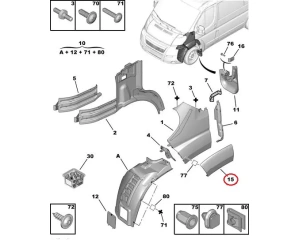 Front wheel arch trim left OEM Jumper/Boxer/Ducato 2006-14