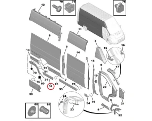 Suoja-/koristelista, kylkipaneli, oikea OEM Jumper/Boxer/Ducato 2006- L3