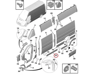 Liugukse/küljepaneeli liist vasak OEM Jumper/Boxer/Ducato 2006- (L2-L3-L4)