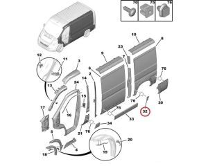 Rear left side panel trim moulding OEM Jumper/Boxer/Ducato 2006- L1