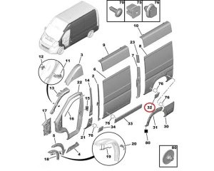Rear left side panel door trim moulding OEM Jumper/Boxer/Ducato 2006- L2