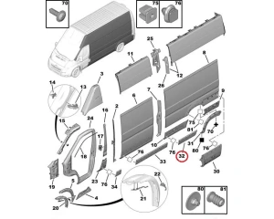 Rear left side panel door trim moulding OEM Jumper/Boxer/Ducato 2006- L4