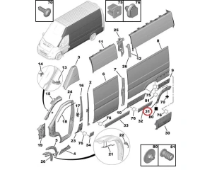 Baguette de passage de roue arrière gauche OEM Jumper/Boxer/Ducato 2006-