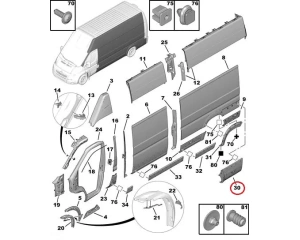 Задний молдинг боковой панели левый OEM Jumper/Boxer/Ducato 2006-18 L2,L3 (с отделкой крыла)