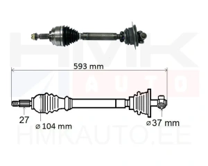 Arbre de transmission complet gauche Renault Laguna II 2,2dCI