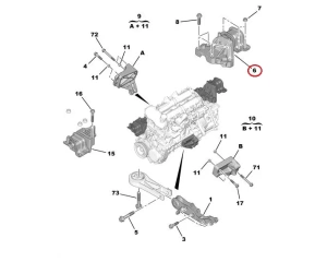 Опора двигателя левая Jumper/Boxer/Ducato 06- 3,0HDI