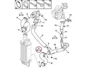 Gaine de suralimentation OEM Citroen C5, Peugeot 407/508 2,0HDI