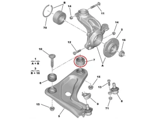 Cайлентблок переднего рычага , задний нижний Citroen C3(A51), C4 Cactus, DS3