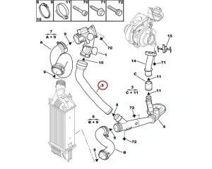 Turbo õhuvoolik OEM Citroen C5, Peugeot 407/508 2,0HDI