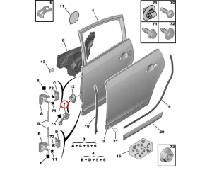 Door limiter rear door OEM Citroen C4