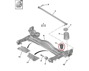 Vedrustuse läbilöögi puhver, tagumine OEM Jumpy/Expert 07-
