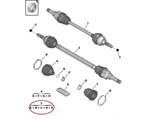 Soufflet d'arbre de transmission extérieur OEM Citroen C2