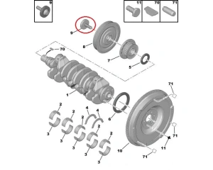 Crankshaft pulley bolt OEM PSA M12x1,5-L50