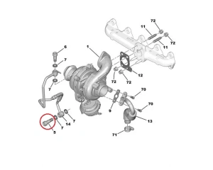 Turbo oil feed pipe bolt OEM Citroen/Peugeot 1,4/1,6 (lower)