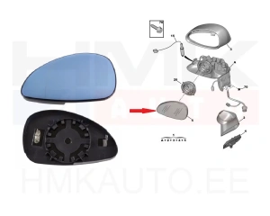 Стекло наружного зеркала, левое, с подогревом Citroen C4