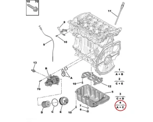 Oil filter housing gasket set OEM Citroen/Peugeot