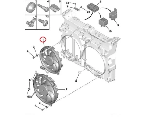 Radiator cooling fan OEM Citroen C8, Jumpy III/Peugeot 807
