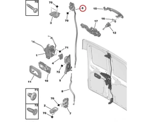 Serrure de porte arrière supérieure gauche OEM Jumpy/Expert/Scudo 2007-